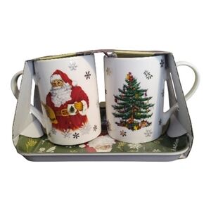 Festive Santa and Christmas Tree Mug Set By Spode